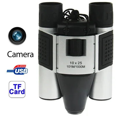 Binóculos Câmara Digital 5 em 1 10×25mm (Câmara Binóculos + Câmara de Vídeo + Câmara Digital + Webcam + Leitor de Cartão TF), Campo de Visão: 101m/1000m, Tamanho: 135 × 100 × 24mm, 10X25