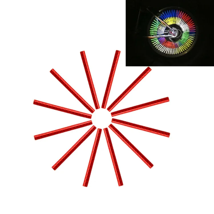 OQSPORT 12 PCS Refletores para Raios de Roda de Bicicleta Clipe de Montagem Reflector Tira de Luz de Aviso
