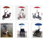 Suporte Dobrável Ajustável Universal em Aço Inoxidável para Guarda-chuva de Ciclismo, Suporte de Montagem com Ângulo Ajustável para Bicicleta e Motociclo
