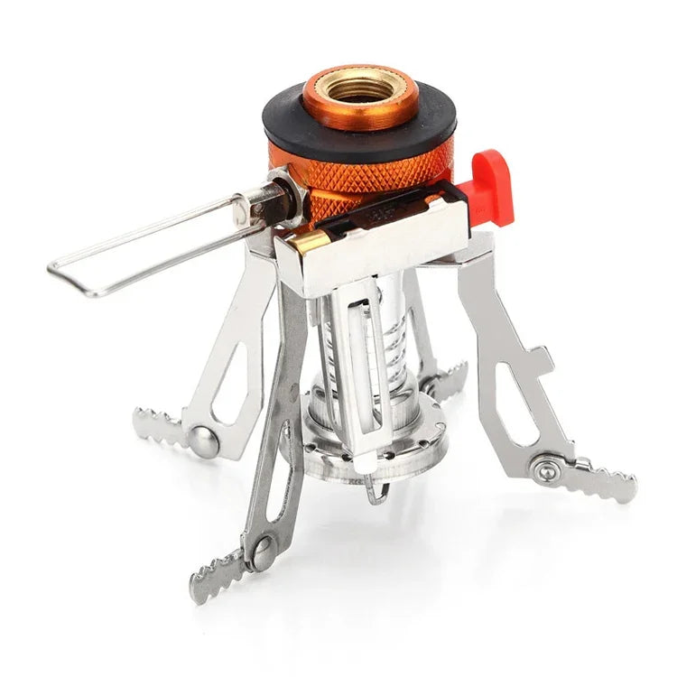 Fogão a gás portátil ultra mini em aço inoxidável para uso ao ar livre, mini aço inoxidável