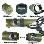 7 em 1 (Apito de Sobrevivência / Bússola / Termómetro / Luz LED / Lupa / Retrorefletor / Fio), Apito de Sobrevivência 7 em 1