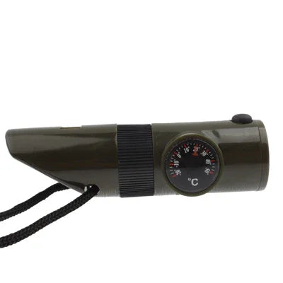 7 em 1 (Apito de Sobrevivência / Bússola / Termómetro / Luz LED / Lupa / Retrorefletor / Fio), Apito de Sobrevivência 7 em 1