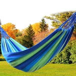 Rede de Campismo Exterior em Lona Alargada com Risca Azul, Tamanho: 190cm x 100cm (Azul)