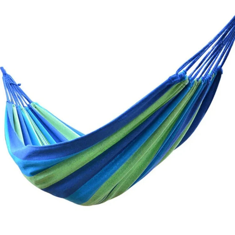 Rede de Campismo Exterior em Lona Alargada com Risca Azul, Tamanho: 190cm x 100cm (Azul)
