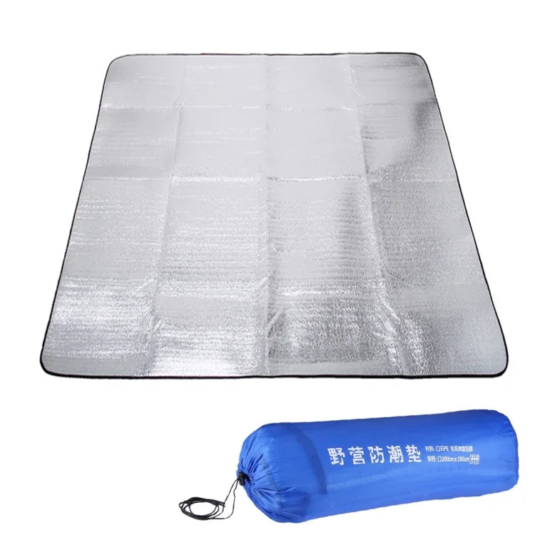Colchão de Humidade Duplo em Alumínio com Espessura de 7mm / Colchão de Dormir para Campismo, Tamanho: 200cm x 200cm, Filme de Alumínio 200cm x 200cm