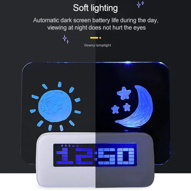 Multifunction LCD Digital Alarm Clock Thermometer + 4-Port USB HUB + Message Board with Blue or Green LCD backlight, USB Message Board