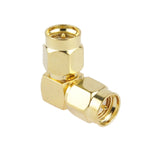 Adaptador SMA macho banhado a ouro para SMA macho com ângulo de 90 graus, SMA macho para macho