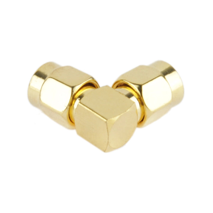 Adaptador SMA macho banhado a ouro para SMA macho com ângulo de 90 graus, SMA macho para macho