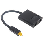 Divisor de áudio digital EMK Toslink fibra ótica 1 para 2 cabo adaptador para leitor DVD, 1 para 2