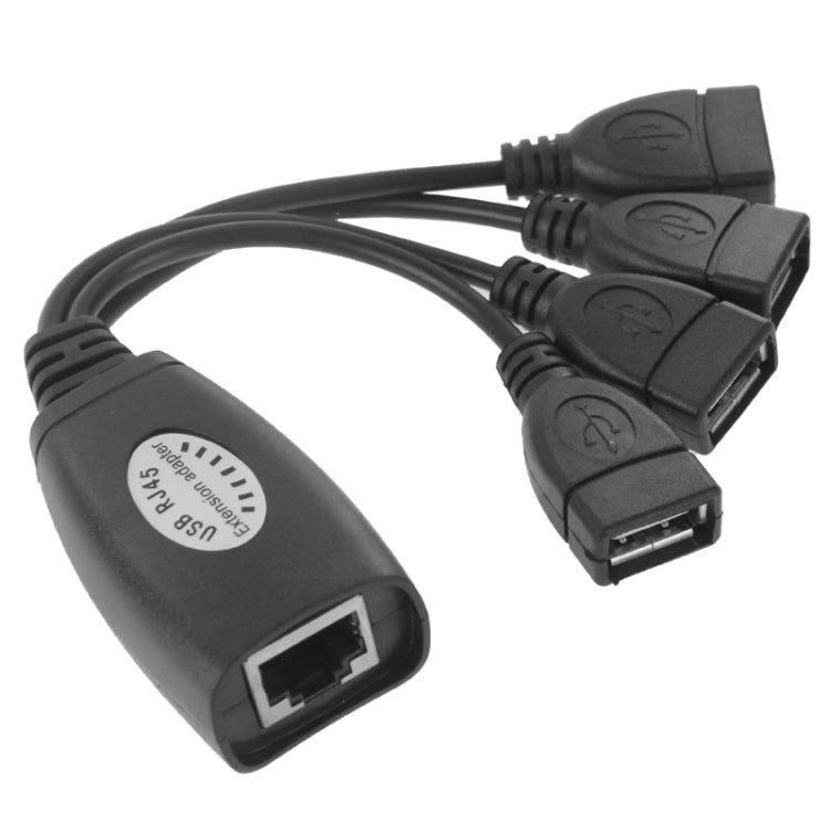 Extensor de rede USB 2.0 CAT5 / CAT5E / CAT6 RJ45 para 4 portas USB cabo repetidor LAN, 4 portas USB