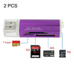 2 unidades leitor de cartões de memória multi tudo em 1 USB 2.0 Mini SD SDHC TF M2 MMC MS PRO DUO