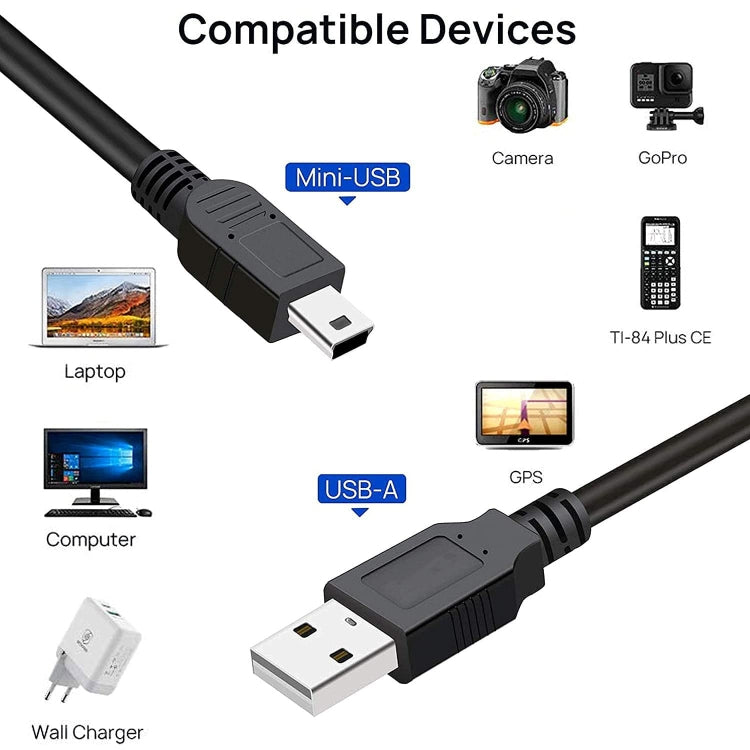 Cabo USB 2.0 AM para Mini USB 5 pinos, Comprimento: 1,5m, USB 2.0 AM para Mini 5 pinos