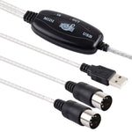 Cabo adaptador conversor de interface USB para piano elétrico MIDI, Comprimento: 1,8m