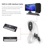 Cabo adaptador conversor de interface USB para piano elétrico MIDI, Comprimento: 1,8m