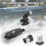 Cabo adaptador conversor de interface USB para piano elétrico MIDI, Comprimento: 1,8m