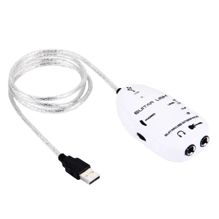Cabo USB Interface Guitar Link para PC / MAC Gravação, Cabo USB Interface Guitar Link (Preto), Cabo USB Interface Guitar Link (Branco)