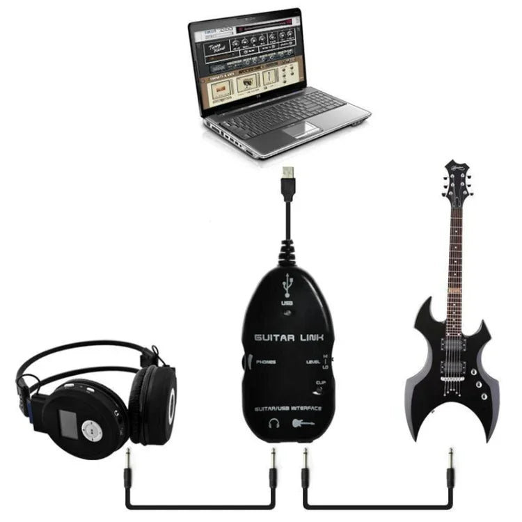 Cabo USB Interface Guitar Link para PC / MAC Gravação, Cabo USB Interface Guitar Link (Preto), Cabo USB Interface Guitar Link (Branco)