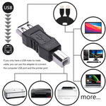 Conector adaptador USB 2.0 A fêmea para B macho AF para BM para impressora