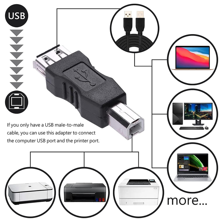 Conector adaptador USB 2.0 A fêmea para B macho AF para BM para impressora