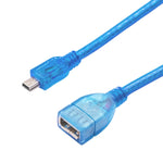 Cabo Adaptador OTG Mini USB 5 Pinos para USB 2.0 AF, Comprimento: 22cm (Azul), 22cm