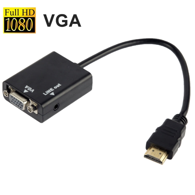Cabo de Conversão de Vídeo HDMI para VGA + Saída de Áudio 26cm com Cabo de Áudio 3,5mm, Suporta Full HD 1080P, Comprimento: 26cm