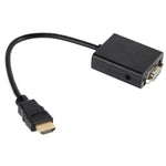 Cabo de Conversão de Vídeo HDMI para VGA + Saída de Áudio 26cm com Cabo de Áudio 3,5mm, Suporta Full HD 1080P, Comprimento: 26cm