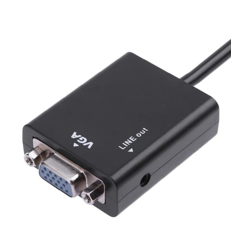 Cabo de Conversão de Vídeo HDMI para VGA + Saída de Áudio 26cm com Cabo de Áudio 3,5mm, Suporta Full HD 1080P, Comprimento: 26cm