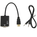 Cabo de Conversão de Vídeo HDMI para VGA + Saída de Áudio 26cm com Cabo de Áudio 3,5mm, Suporta Full HD 1080P, Comprimento: 26cm