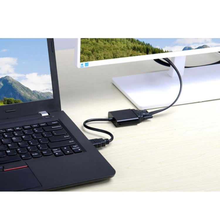 Cabo de Conversão de Vídeo HDMI para VGA + Saída de Áudio 26cm com Cabo de Áudio 3,5mm, Suporta Full HD 1080P, Comprimento: 26cm