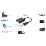 Cabo de Conversão de Vídeo HDMI para VGA + Saída de Áudio 26cm com Cabo de Áudio 3,5mm, Suporta Full HD 1080P, Comprimento: 26cm