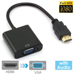 Cabo HDMI para VGA + Saída de Áudio Full HD 1080P 24cm para Computador / DVD / Receptor Digital / Portátil / Telemóvel / Media Player, Comprimento: 24cm (Branco)
