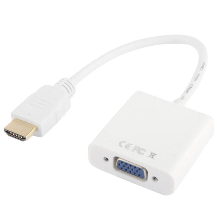 Cabo HDMI para VGA + Saída de Áudio Full HD 1080P 24cm para Computador / DVD / Receptor Digital / Portátil / Telemóvel / Media Player, Comprimento: 24cm (Branco)