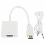 Cabo HDMI para VGA + Saída de Áudio Full HD 1080P 24cm para Computador / DVD / Receptor Digital / Portátil / Telemóvel / Media Player, Comprimento: 24cm (Branco)