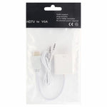 Cabo HDMI para VGA + Saída de Áudio Full HD 1080P 24cm para Computador / DVD / Receptor Digital / Portátil / Telemóvel / Media Player, Comprimento: 24cm (Branco)