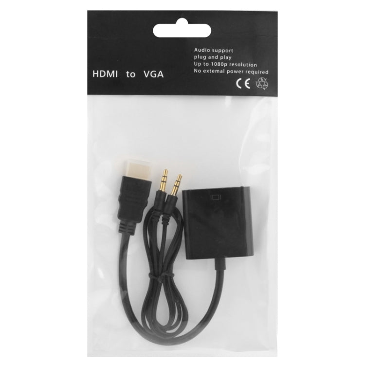 Cabo HDMI para VGA + Saída de Áudio Full HD 1080P 24cm para Computador / DVD / Receptor Digital / Portátil / Telemóvel / Media Player, Comprimento: 24cm (Branco)