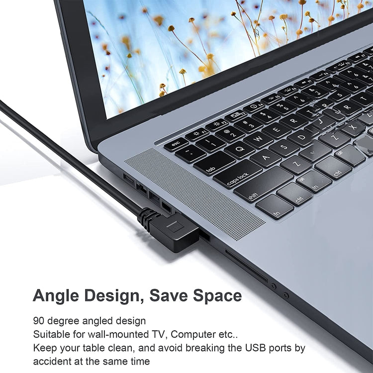 Cabo adaptador USB-C / Type-C 3.1 macho para USB 3.0 com ângulo de 90 graus para a esquerda, 1m