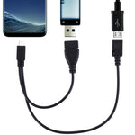 Cabo OTG Divisor Y USB 2.0 Micro-B Macho para USB 2.0 Micro-B Fêmea e USB 2.0 Fêmea, Comprimento: 19 / 30cm