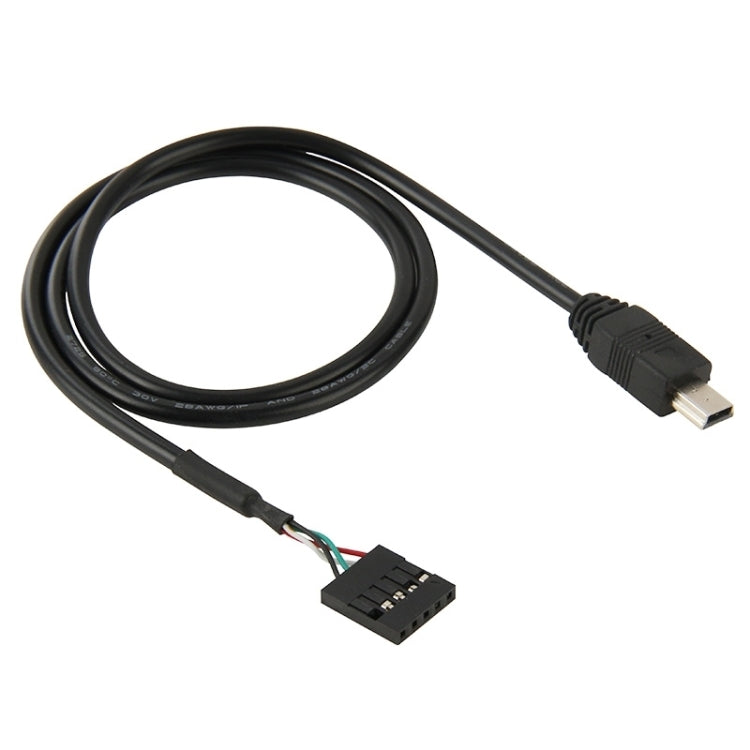 Cabo Adaptador de Header Fêmea de 5 Pinos da Placa-mãe para Mini USB Macho, Comprimento: 50cm, 5 Pinos da Placa-mãe para Mini USB