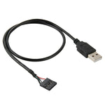 Cabo Adaptador de Header Fêmea de 5 Pinos da Placa-mãe para USB 2.0 Macho, Comprimento: 50cm, 5 Pinos da Placa-mãe para USB