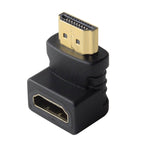 Adaptador HDMI 19 Pinos Macho para HDMI 19 Pinos Fêmea em Ângulo de 90 Graus (Banhado a Ouro), HDMI Macho para Fêmea