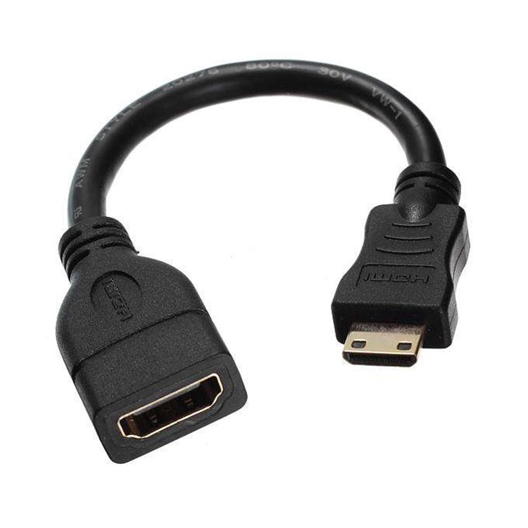 Cabo Mini HDMI Macho Banhado a Ouro para HDMI 19 Pinos Fêmea de 16cm, Mini HDMI Macho, Comprimento: 16cm