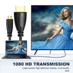 Cabo Micro HDMI Macho 3D 1080P Banhado a Ouro para HDMI Macho de 1,8m para Telemóvel, Câmaras, GoPro, Micro HDMI Banhado a Ouro, Comprimento: 1,8m