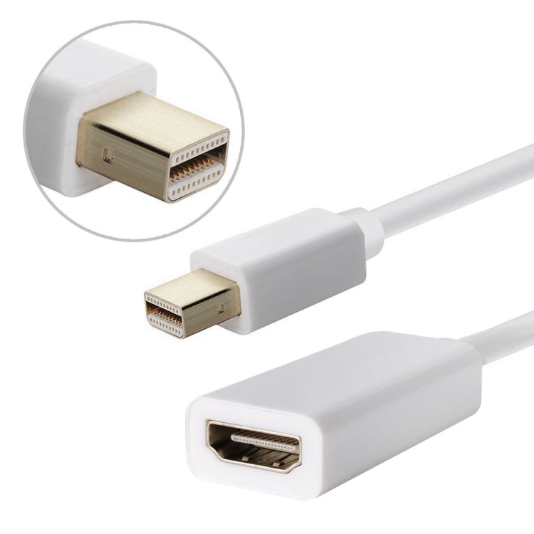 Adaptador de Cabo Mini DisplayPort Macho para HDMI Fêmea Full HD 1080P, Comprimento: 20cm, Mini DP para HDMI Branco