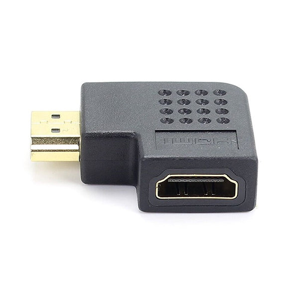 Adaptador HDMI Macho 19 Pinos para HDMI Fêmea 19 Pinos Banhado a Ouro com Ângulo de 90 Graus, HDMI Fêmea para Macho
