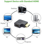Adaptador HDMI Macho 19 Pinos para HDMI Fêmea 19 Pinos Banhado a Ouro com Ângulo de 90 Graus, HDMI Fêmea para Macho