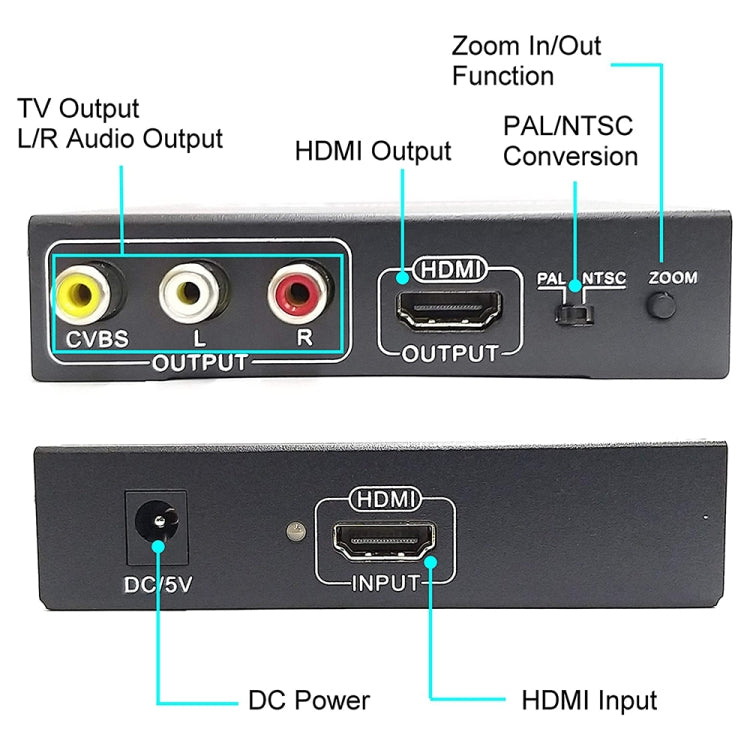 Conversor de Vídeo NK-10II HDMI para HDMI/CVBS/AV, Escalador HDMI para HDMI/CVBS/AV