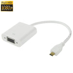 Cabo Adaptador de Vídeo Micro HDMI Macho para VGA Fêmea 22cm, Suporta Full HD 1080P, Micro HDMI Macho para VGA Fêmea