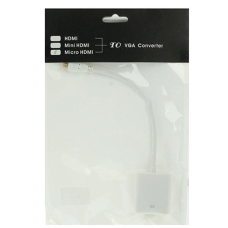 Cabo Adaptador de Vídeo Micro HDMI Macho para VGA Fêmea 22cm, Suporta Full HD 1080P, Micro HDMI Macho para VGA Fêmea