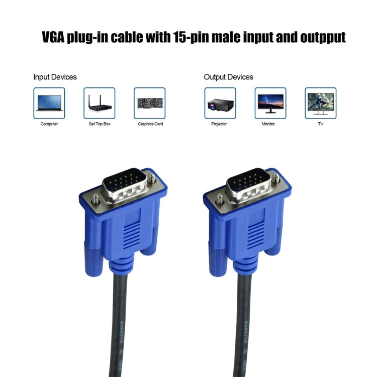 Cabo VGA 15 Pinos Macho para VGA 15 Pinos Macho Alta Qualidade 1,8m para Monitor LCD / Projetor, 1,8m