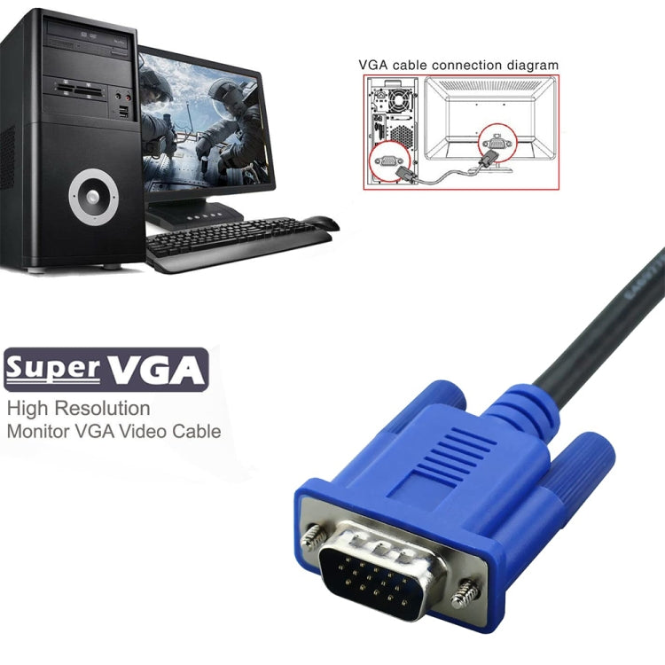 Cabo VGA 15 Pinos Macho para VGA 15 Pinos Macho Alta Qualidade 1,8m para Monitor LCD / Projetor, 1,8m